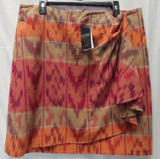 Saia envelope Ralph Lauren feminina com motivo geométrico de algodão e linho, vermelha