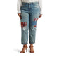 Calça Jeans Ralph Lauren Feminina Patchwork Relaxed Tapered Azul