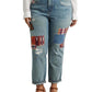 Calça Jeans Ralph Lauren Feminina Patchwork Relaxed Tapered Azul Tamanho 22W