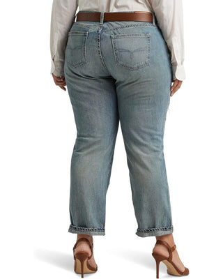 Calça Jeans Ralph Lauren Feminina Patchwork Relaxed Tapered Azul Tamanho 22W