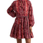 Vestido Ralph Lauren Feminino Geo Stripe com Cinto em Voile de Algodão Vermelho