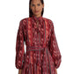 Vestido Ralph Lauren Feminino Geo Stripe com Cinto em Voile de Algodão Vermelho