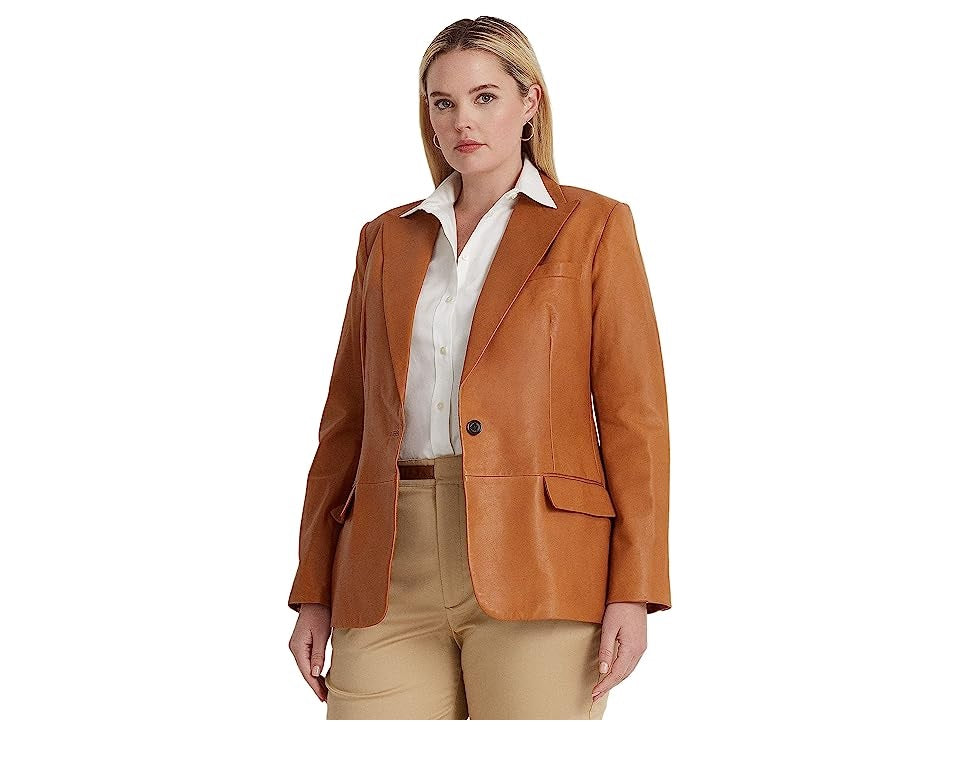 Ralph Lauren Blazer Feminino de Sarja Trespassado Marrom