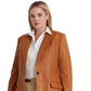 Ralph Lauren Blazer Feminino de Sarja Trespassado Marrom