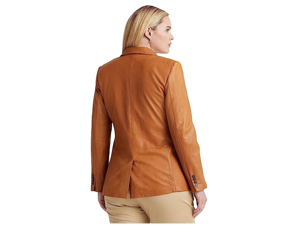 Ralph Lauren Blazer Feminino de Sarja Trespassado Marrom