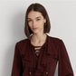 Ralph Lauren Feminino Jersey com Babados e Renda Top Vermelho Tamanho Grande