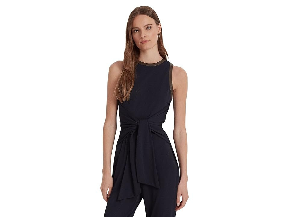 ralph-lauren-womens-tie-front-jersey-sleeveless-jumpsuit-blue-size-small