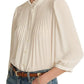 Blusa plissada feminina Ralph Lauren Georgette bege tamanho 2X