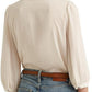 Blusa plissada feminina Ralph Lauren Georgette bege tamanho 2X