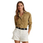 Lauren Ralph Lauren Womens Collared 100% Goat Suede Button-Down Top