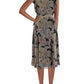 Vestido midi feminino com babados e decote em V, preto, Lauren Ralph Lauren