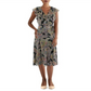 Vestido midi feminino com babados e decote em V, preto, Lauren Ralph Lauren