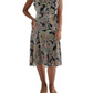 Vestido midi feminino com babados e decote em V, preto, Lauren Ralph Lauren