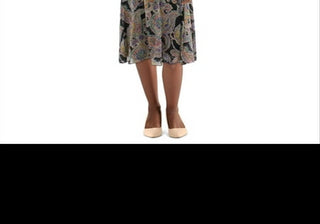 Vestido midi feminino com babados e decote em V, preto, Lauren Ralph Lauren