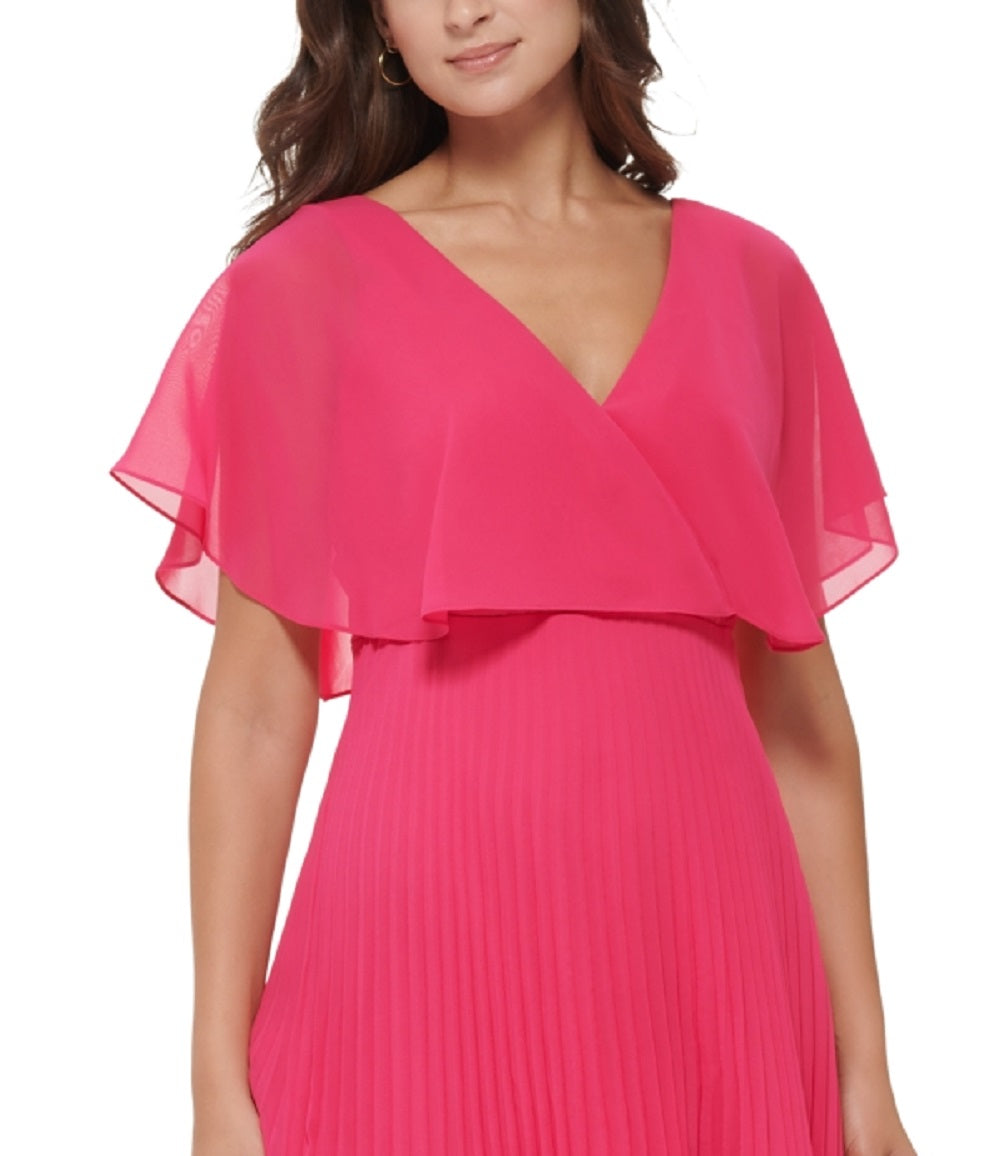 Vestido plissado de chiffon feminino Kensie, rosa, tamanho 6