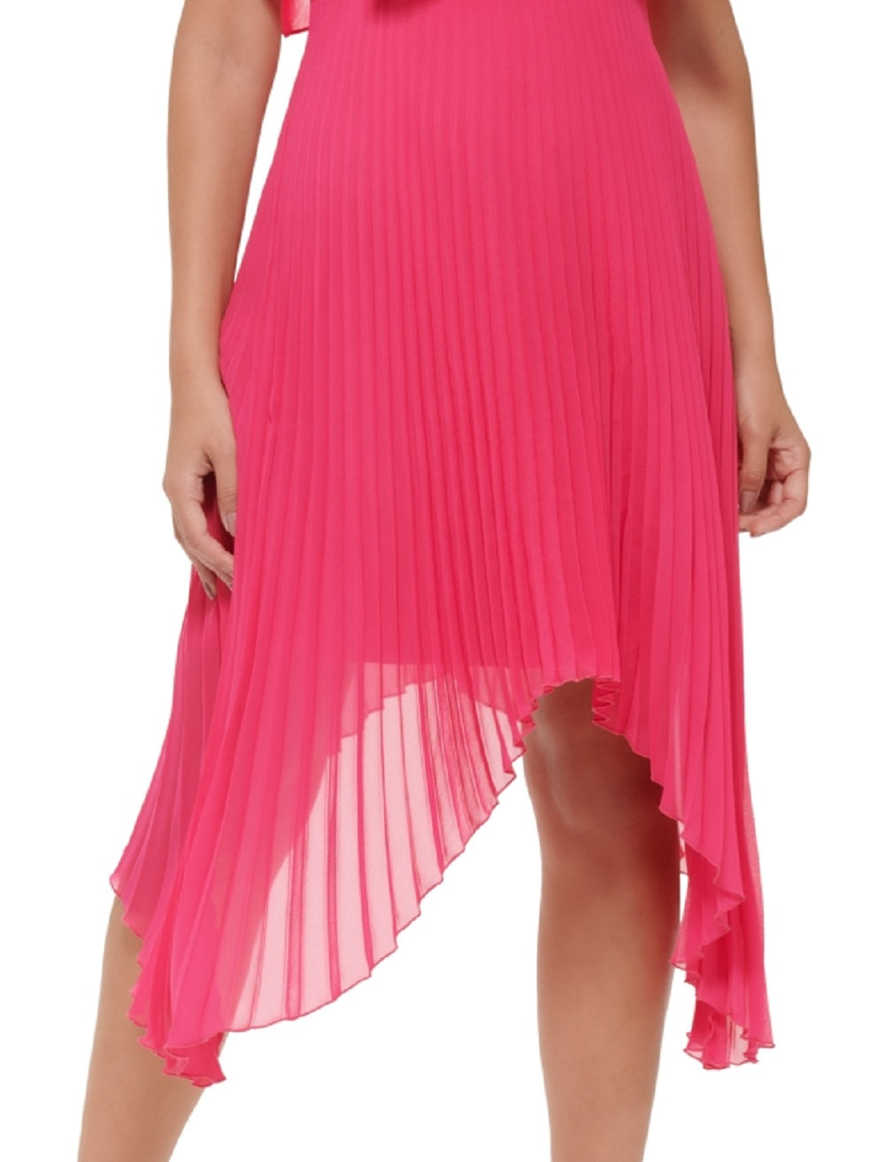 Vestido plissado de chiffon feminino Kensie, rosa, tamanho 6