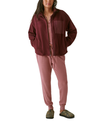 Jaqueta feminina Bass Outdoor Coastal Sherpa com zíper e cordão na cintura, vermelha, tamanho extragrande