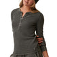 Blusa Henley de malha waffle com botões frontais quentes Bass Outdoor para mulheres, verde