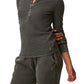 Blusa Henley de malha waffle com botões frontais quentes Bass Outdoor para mulheres, verde