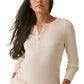Blusa Henley de malha waffle com botões frontais e quentes Bass Outdoor para mulheres, bege