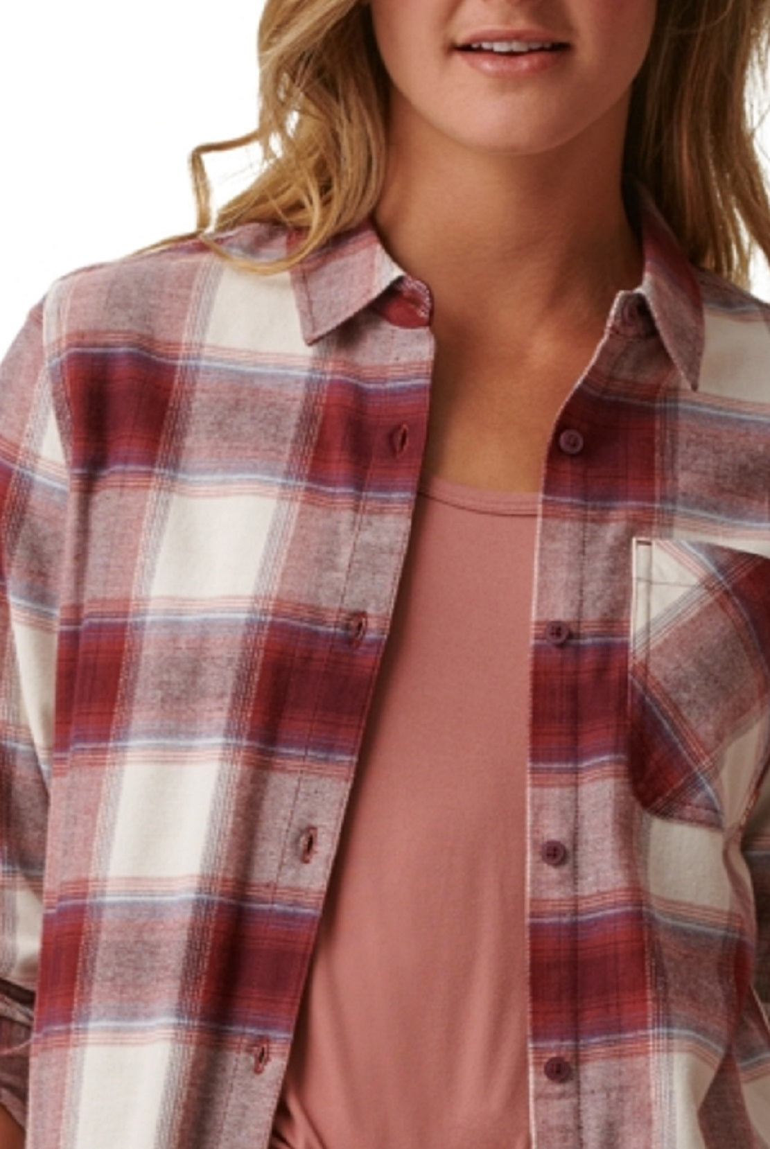 Camisa de flanela elástica Bass Outdoor Expedition feminina, roxa, tamanho extragrande