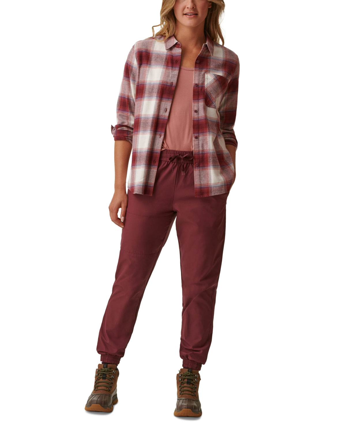 Camisa de flanela elástica Bass Outdoor Expedition feminina, roxa, tamanho extragrande