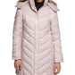 Casaco feminino Kenneth Cole com capuz e acabamento em pele sintética, rosa, tamanho grande