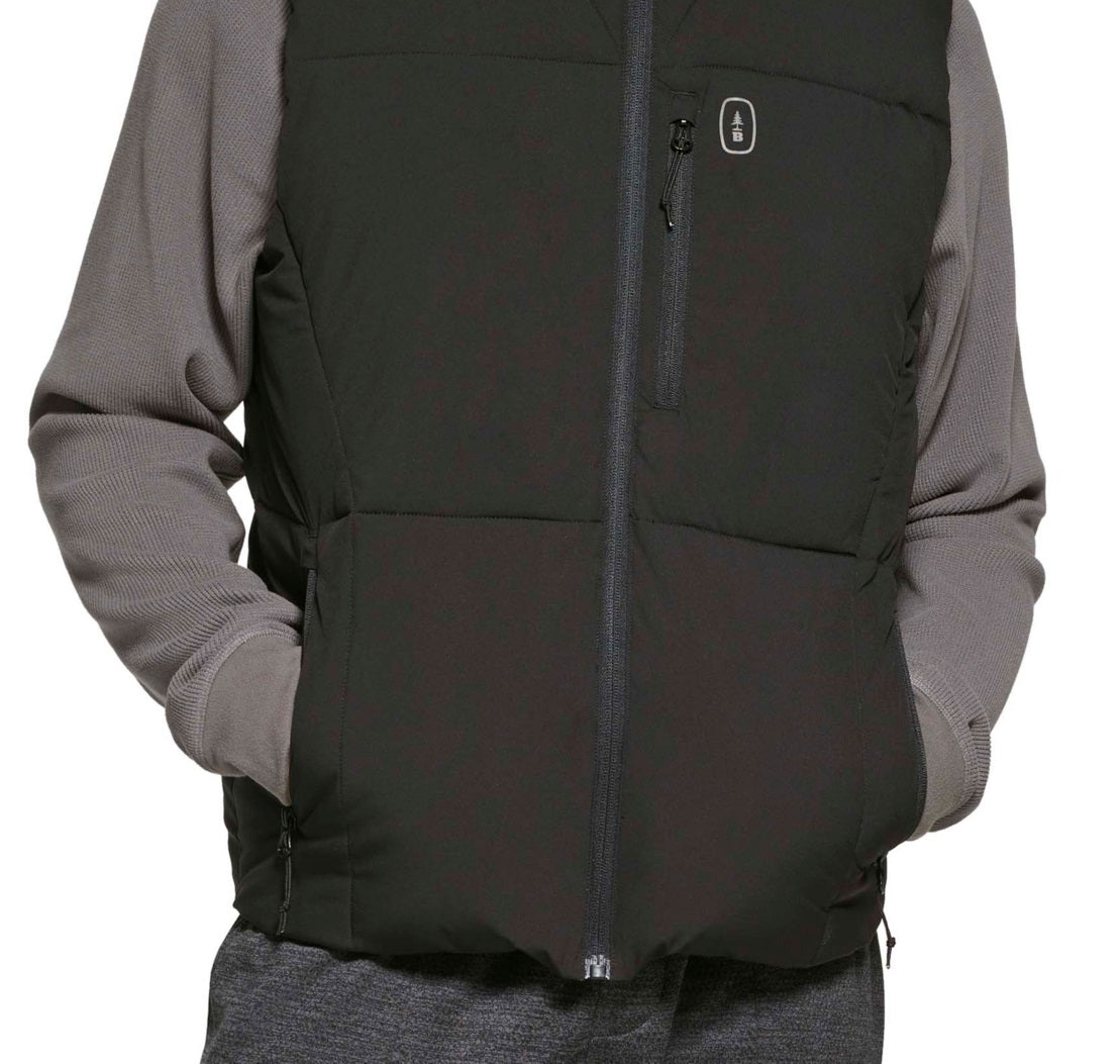 Colete de caminhada masculino Bass Outdoor Glacier acolchoado com zíper completo, preto, tamanho extragrande