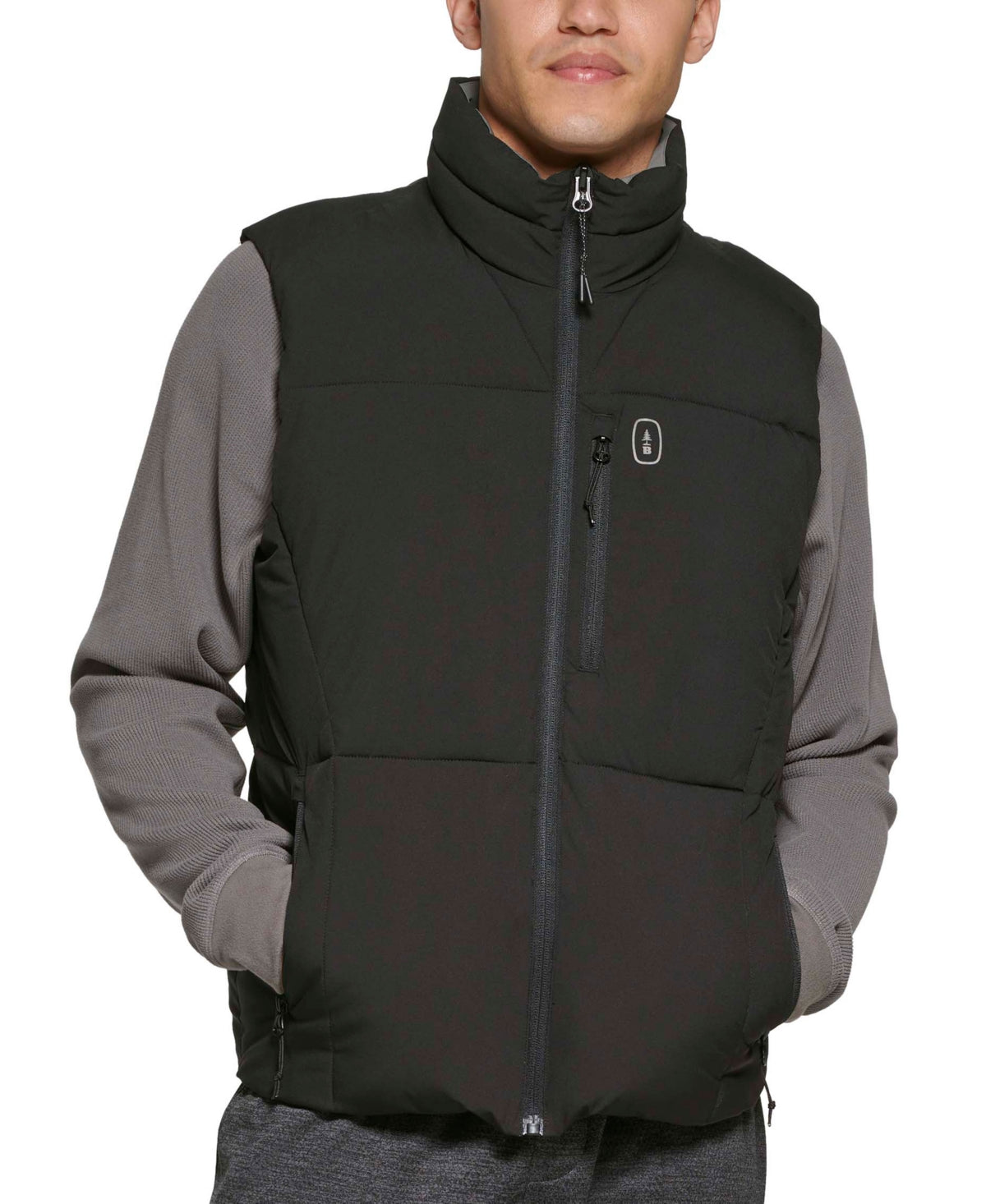 Colete de caminhada masculino Bass Outdoor Glacier acolchoado com zíper completo, preto, tamanho extragrande