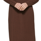 Vestido de malha Kensie feminino Pintuck manga comprida marrom tamanho médio