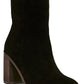 Botas femininas Lucky Brand Pinlope com salto bloco, pretas, tamanho 7,5 M