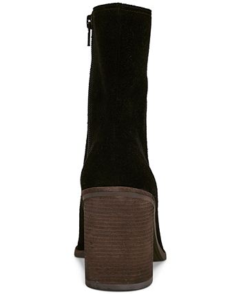 Botas femininas Lucky Brand Pinlope com salto bloco, pretas, tamanho 7,5 M