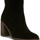 Botas femininas Lucky Brand Pinlope com salto bloco, pretas, tamanho 7,5 M
