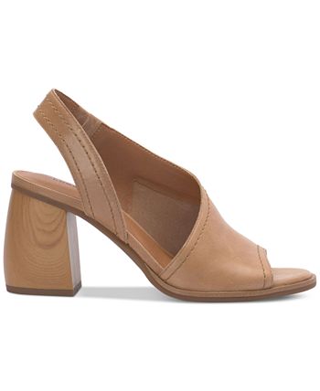 Lucky Brand Sandálias Femininas Assimétricas Slingback Marrom Tamanho 6,5 M