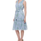 Vestido feminino Tommy Hilfiger com zíper, babados, cinto, floral, sem mangas, gola redonda, midi, tamanho 8