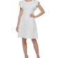 Vestido feminino Tommy Hilfiger com babados e mangas curtas, branco, tamanho 10