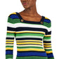 Suéter feminino Tommy Hilfiger de algodão canelado, amarelo, tamanho X-G