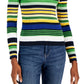 Suéter feminino Tommy Hilfiger de algodão canelado, amarelo, tamanho X-G