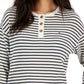 Tommy Hilfiger Top Henley Listrado de Manga Longa Feminino Branco