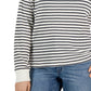 Tommy Hilfiger Top Henley Listrado de Manga Longa Feminino Branco