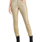 Calça jeans skinny feminina Tommy Hilfiger Tribeca com tornozelo metálico, amarela