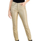 Calça jeans skinny feminina Tommy Hilfiger Tribeca com tornozelo metálico, amarela