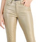 Calça jeans skinny feminina Tommy Hilfiger Tribeca com tornozelo metálico, amarela