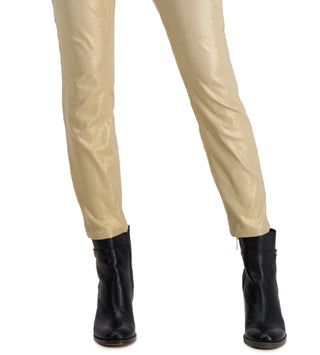 Calça jeans skinny feminina Tommy Hilfiger Tribeca com tornozelo metálico, amarela