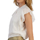 Tommy Hilfiger Blusa Feminina com Bolinhas Metálicas e Mangas Babadas Marrom Tamanho Médio