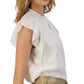 Tommy Hilfiger Blusa Feminina com Bolinhas Metálicas e Mangas Babadas Marrom Tamanho Médio