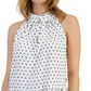 Tommy Hilfiger Blusa Feminina Estampada Sem Mangas com Bainha Peplum Branca