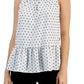 Tommy Hilfiger Blusa Feminina Estampada Sem Mangas com Bainha Peplum Branca