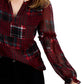 Tommy Hilfiger Blusa Feminina Patchwork Xadrez Manga Babados Vermelha Tamanho XG