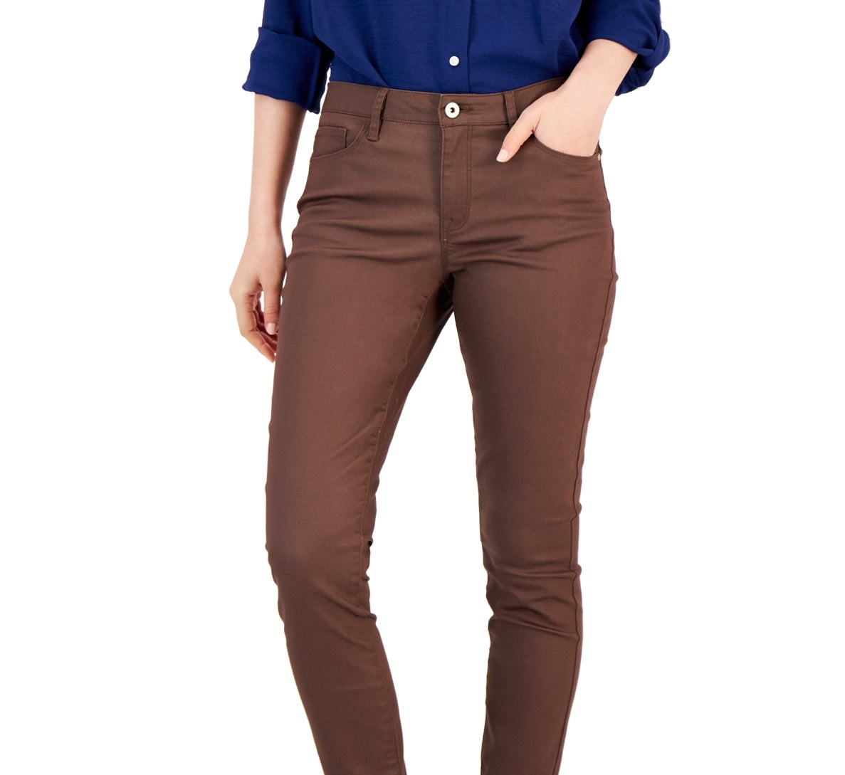 Calça jeans skinny com revestimento Tommy Hilfiger feminina, marrom, tamanho 8